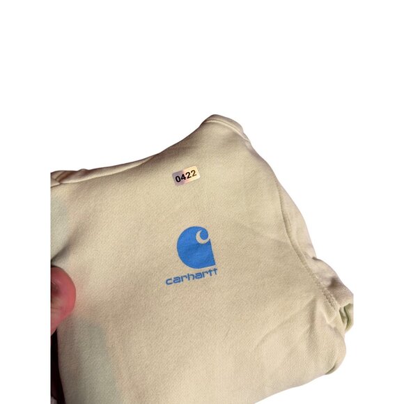 Carhartt Youth SZ 7 Yellow Hooded Sweatshirt With Blue Logo Graphic - Picture 10 of 10